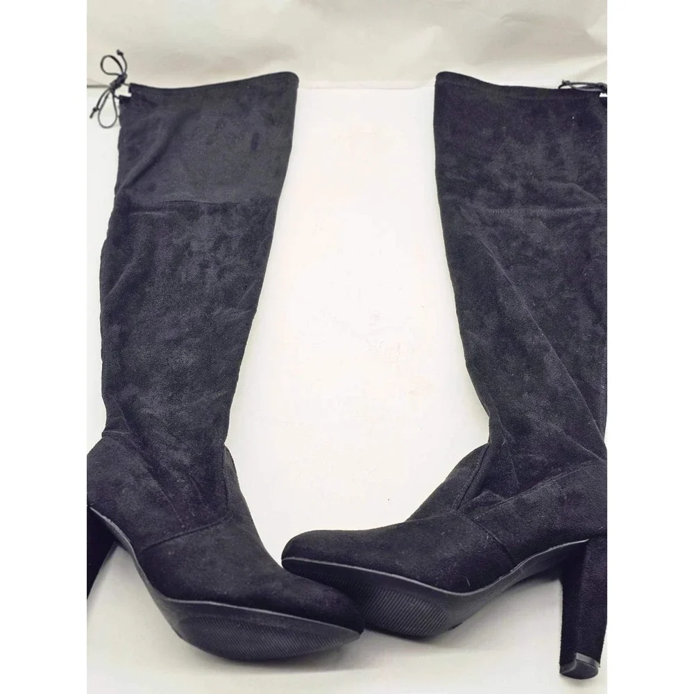 Charlotte Russe Over the Knee Boots Women Size 8 Black t Faux Suede Heel